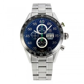 Tag Heuer Carrera Calibre 16 Day Date Working Chronograph Ceramic Bezel with Black Dial S/S-Green Needle