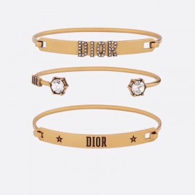 Dior Bracelet Three-piece  Brass And White Crystals