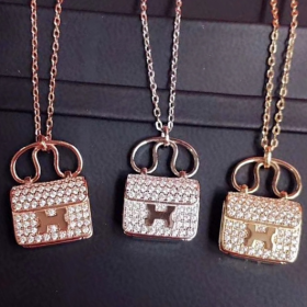 2020 Hermes 18K Gold Rose Gold Platinum Diamond Necklaces 