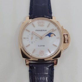 PANERAI LUMINOR series PAM01181 Seagull fully automatic movement white pearl fritillary crocodile pattern dark blue leather